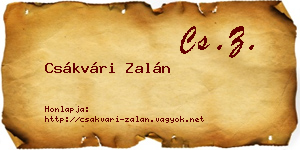 Csákvári Zalán névjegykártya